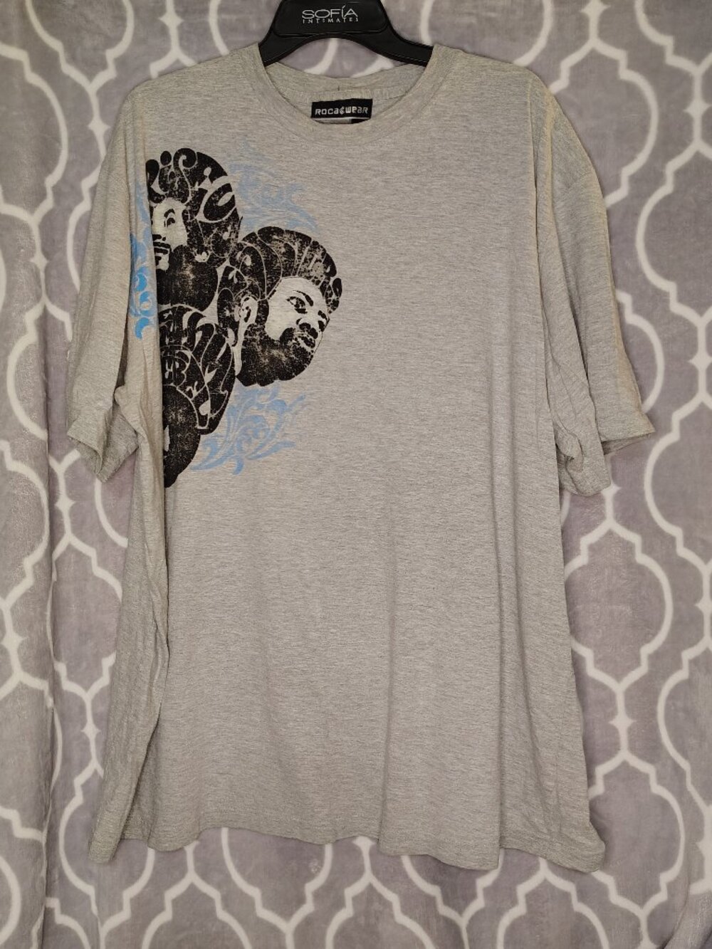 VTG Y2K ROCAWEAR T-Shirt Gray The Rhythm The Rebel Size 3XL